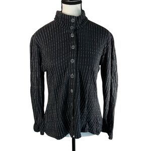 Chic Black and White Striped Button-Down Shirt